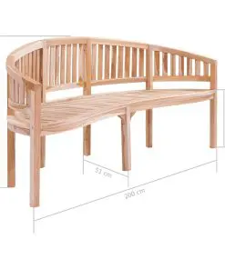 vidaXL Banana Bench 200 cm Solid Teak