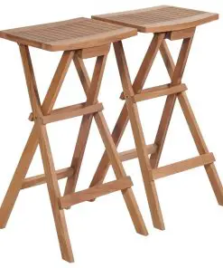 vidaXL Folding Bar Stools 2 pcs Solid Teak Wood