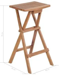 vidaXL Folding Bar Stools 2 pcs Solid Teak Wood