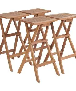 vidaXL Folding Bar Stools 4 pcs Solid Teak Wood