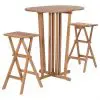 vidaXL 3 Piece Folding Bar Set Solid Teak Wood vidaXL 3 Piece Folding Bar Set Solid Teak Wood