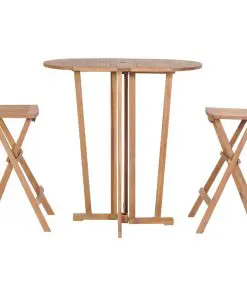 vidaXL 3 Piece Folding Bar Set Solid Teak Wood
