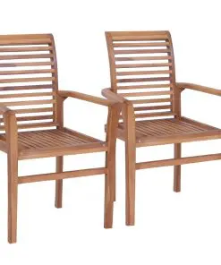 vidaXL Stacking Dining Chairs 2 pcs Solid Teak