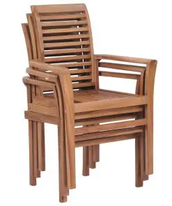 vidaXL Stacking Dining Chairs 2 pcs Solid Teak