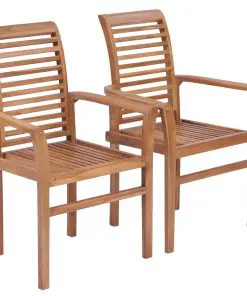vidaXL Stacking Dining Chairs 2 pcs Solid Teak