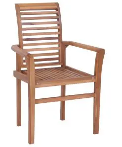 vidaXL Stacking Dining Chairs 4 pcs Solid Teak