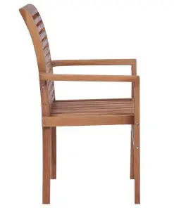vidaXL Stacking Dining Chairs 4 pcs Solid Teak
