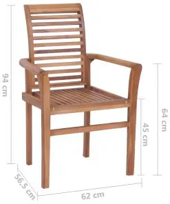 vidaXL Stacking Dining Chairs 4 pcs Solid Teak