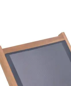 vidaXL Folding Sun Lounger with Wheels Solid Teak and Textilene