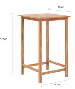 vidaXL Garden Bar Table 65x65x110 cm Solid Teak Wood
