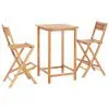 vidaXL 3 Piece Bar Set Solid Teak Wood