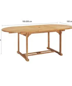 vidaXL Extending Garden Table 150-200x100x75 cm Solid Teak Wood