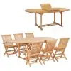 vidaXL 7 Piece Outdoor Dining Set 150-200x100x75 cm Solid Teak Wood