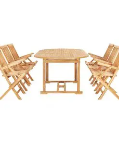 vidaXL 7 Piece Outdoor Dining Set 150-200x100x75 cm Solid Teak Wood