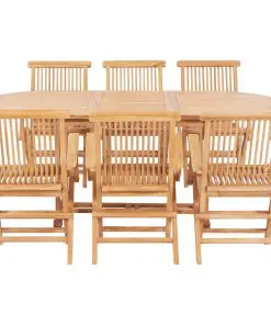 vidaXL 7 Piece Outdoor Dining Set 150-200x100x75 cm Solid Teak Wood