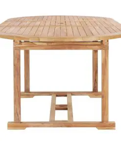 vidaXL 7 Piece Outdoor Dining Set 150-200x100x75 cm Solid Teak Wood