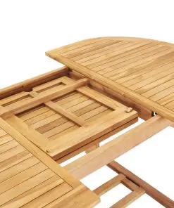 vidaXL 7 Piece Outdoor Dining Set 150-200x100x75 cm Solid Teak Wood