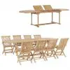 vidaXL 9 Piece Garden Dining Set 180-280x100x75 cm Solid Teak Wood vidaXL 9 Piece Garden Dining Set 180-280x100x75 cm Solid Teak Wood