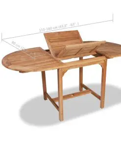 vidaXL Extending Garden Table (110-160)x80x75cm Solid Teak Wood