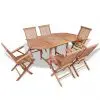 vidaXL 7 Piece Outdoor Dining Set Solid Teak Wood
