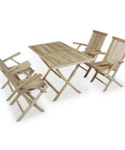 vidaXL 5 Piece Outdoor Dining Set Solid Teak Wood