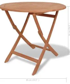 vidaXL Folding Garden Table 85×76 cm Solid Teak Wood