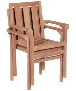 vidaXL Stacking Garden Chairs 2 pcs Solid Teak Wood