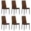 vidaXL Dining Chairs 6 pcs Brown Fabric