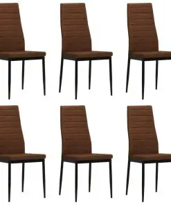 vidaXL Dining Chairs 6 pcs Brown Fabric