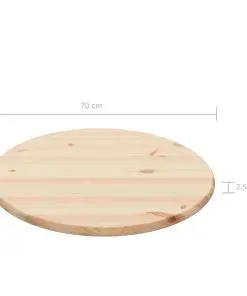 vidaXL Table Top Natural Pinewood Round 25 mm 70 cm