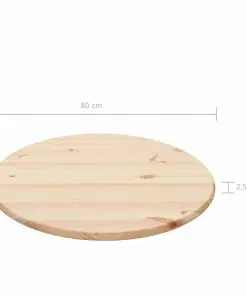 vidaXL Table Top Natural Pinewood Round 25 mm 80 cm