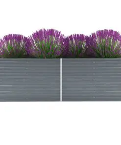 vidaXL Garden Planter Galvanised Steel 240x80x77 cm Grey