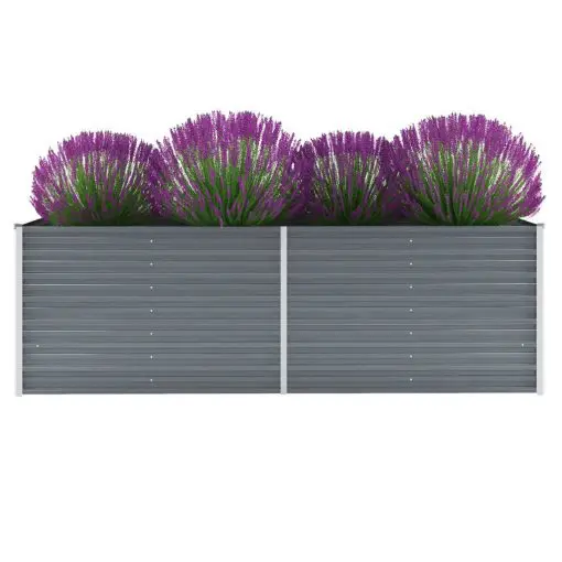 vidaXL Garden Planter Galvanised Steel 240x80x77 cm Grey
