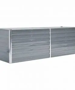 vidaXL Garden Planter Galvanised Steel 240x80x77 cm Grey