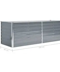 vidaXL Garden Planter Galvanised Steel 240x80x77 cm Grey