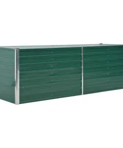vidaXL Garden Planter Galvanised Steel 240x80x77 cm Green