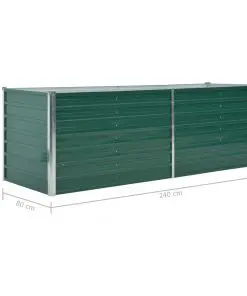 vidaXL Garden Planter Galvanised Steel 240x80x77 cm Green