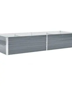 vidaXL Garden Planter Galvanised Steel 240x80x45 cm Grey