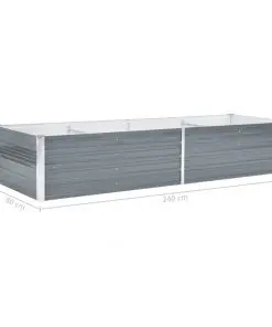 vidaXL Garden Planter Galvanised Steel 240x80x45 cm Grey