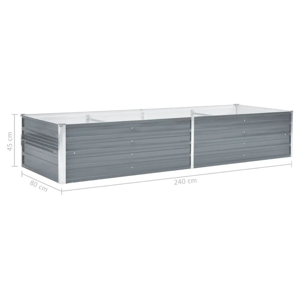 vidaXL Garden Planter Galvanised Steel 240x80x45 cm Grey