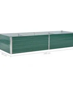vidaXL Garden Planter Galvanised Steel 240x80x45 cm Green