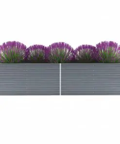 vidaXL Garden Raised Bed Galvanised Steel 320x80x77 cm Grey