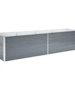 vidaXL Garden Planter Galvanised Steel 320x80x77 cm Grey
