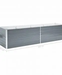 vidaXL Garden Planter Galvanised Steel 320x80x77 cm Grey