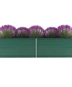 vidaXL Garden Raised Bed Galvanised Steel 320x80x77 cm Green