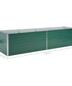 vidaXL Garden Planter Galvanised Steel 320x80x77 cm Green