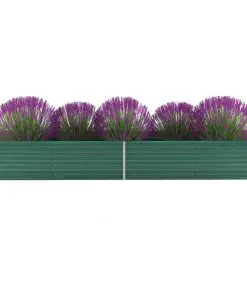 vidaXL Garden Planter Galvanised Steel 320x80x45 cm Green