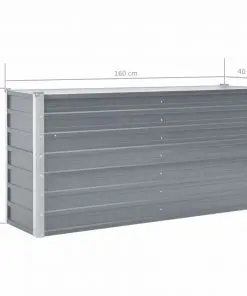 vidaXL Garden Planter Galvanised Steel 160x40x77 cm Grey
