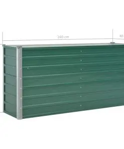 vidaXL Garden Planter Galvanised Steel 160x40x77 cm Green
