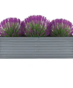vidaXL Garden Planter Galvanised Steel 160x40x45 cm Grey